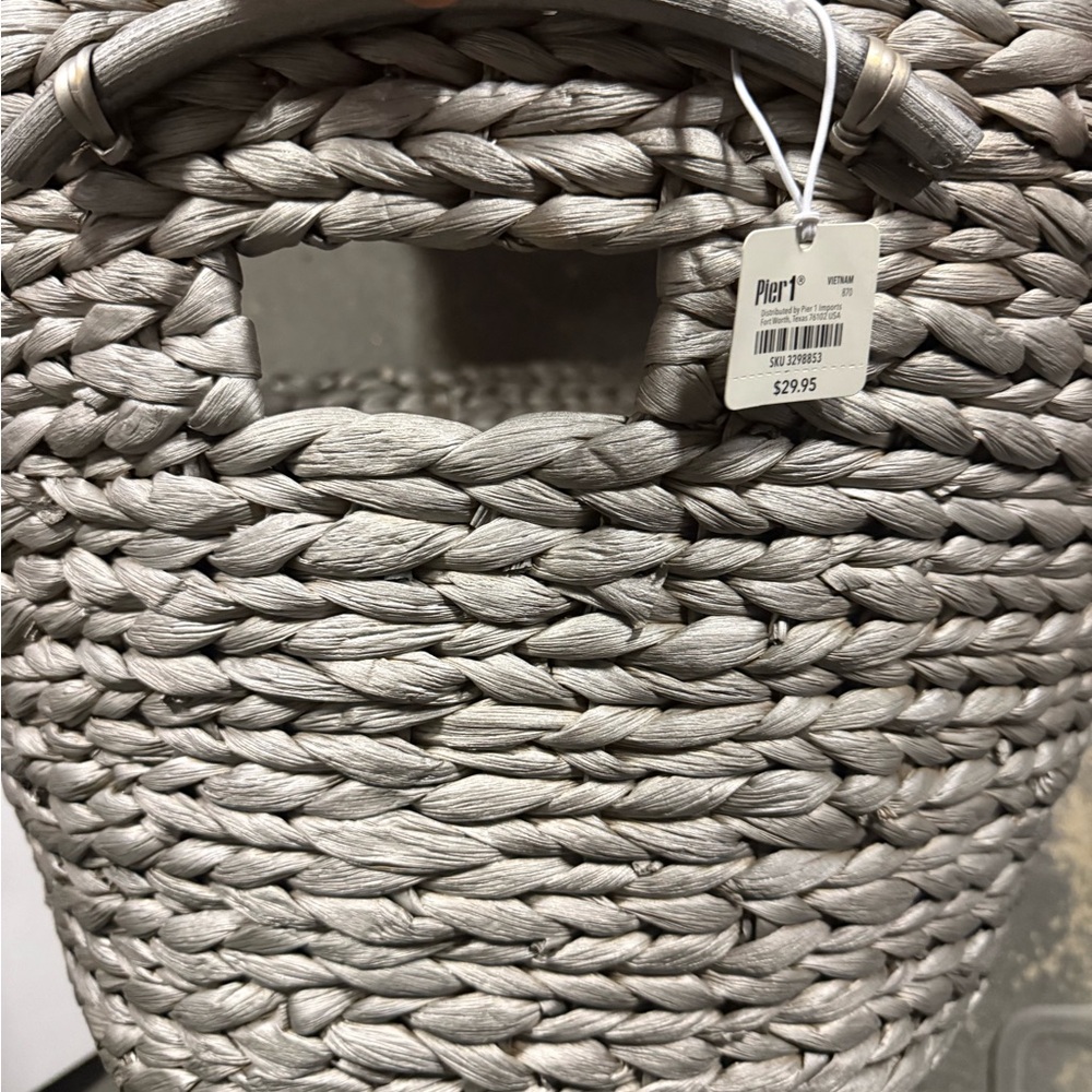 Pier 1 Metallic Gray Woven laundry Basket